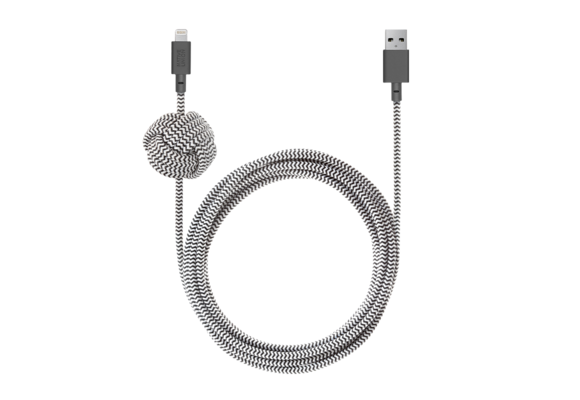 Native Union Braided Lightning Night Cable 3m - Zebra WSL