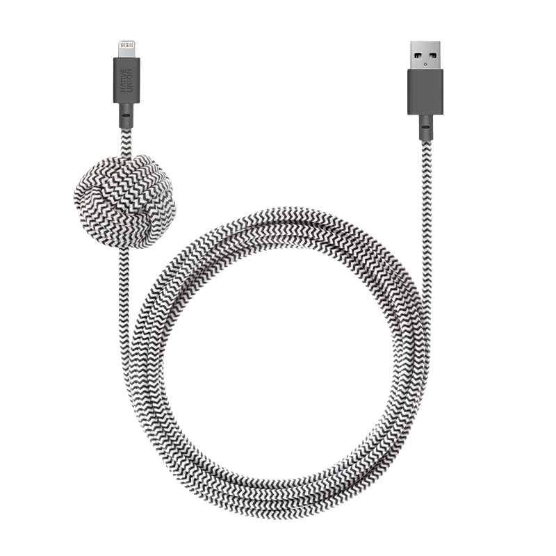 Native Union Braided Lightning Night Cable 3m - Zebra WSL