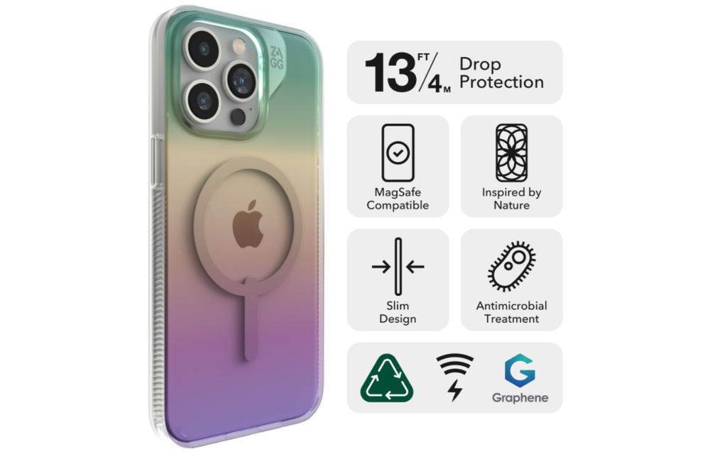 Zagg Milan Snap Case with Magsafe for iPhone 15 Pro Max Iridescent