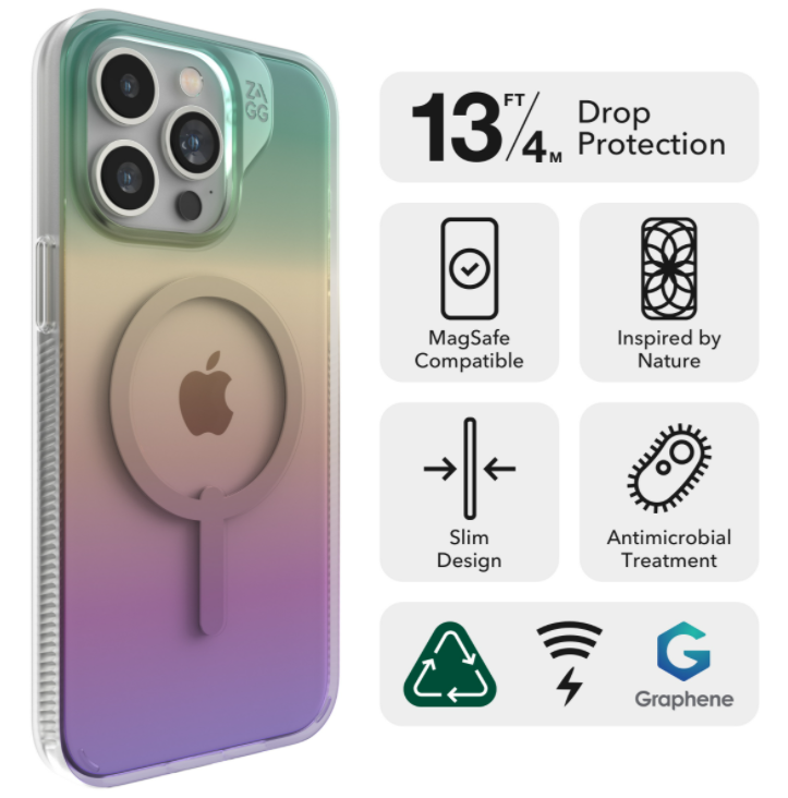 Zagg Milan Snap Case with Magsafe for iPhone 15 Pro Max Iridescent WSL