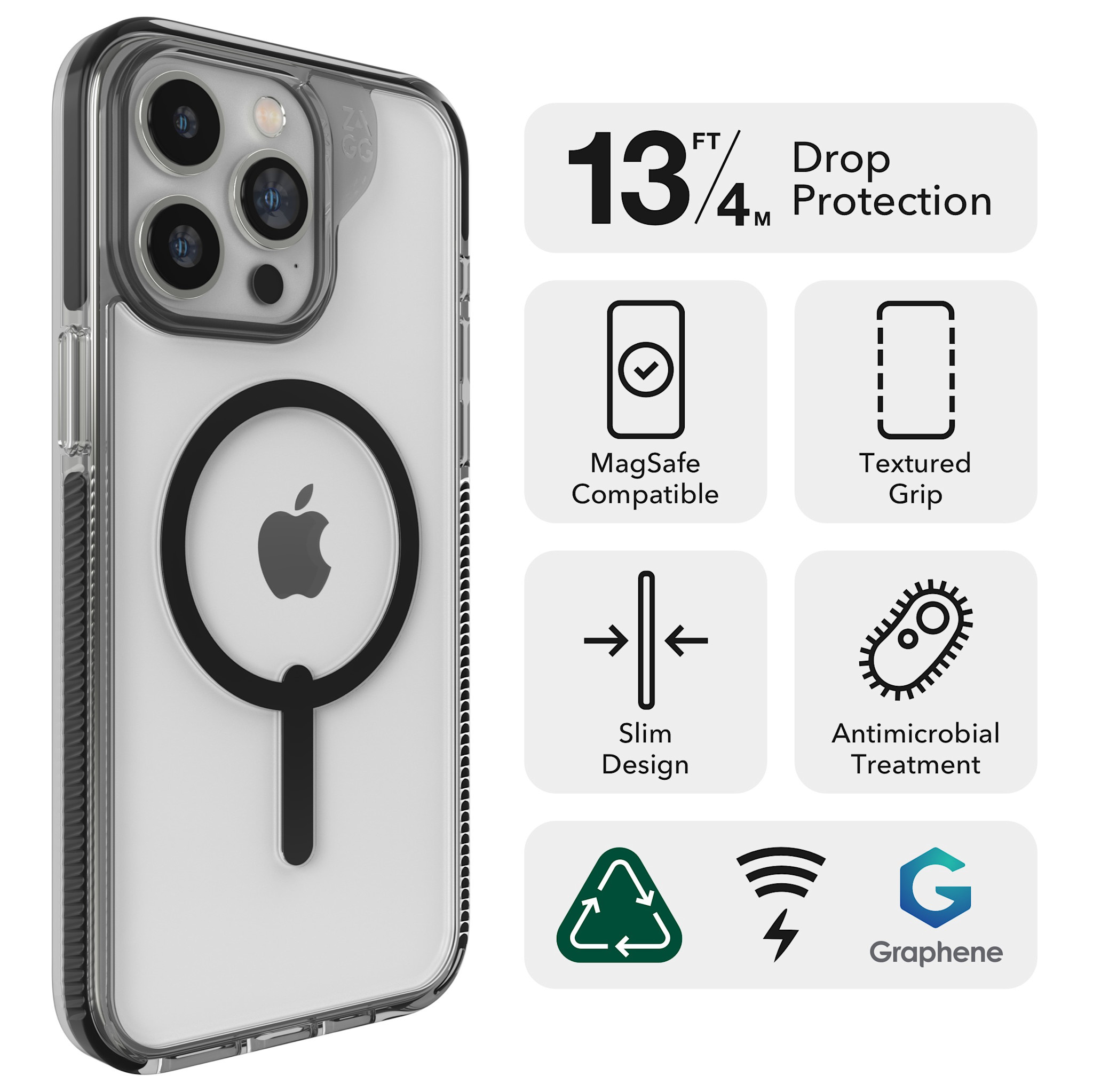 Zagg Santa Cruz Snap Case with Magsafe for iPhone 15 Pro Max Clear/Orange