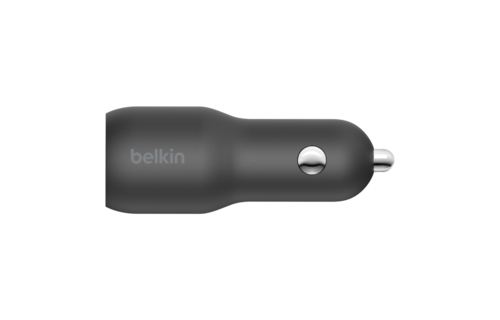 Belkin BOOST CHARGE Car Charger 37w Dual Port (1 x 20w USB-C, 1 x 12w USB-A) + USB-C Cable w/Lightning Cable WSL