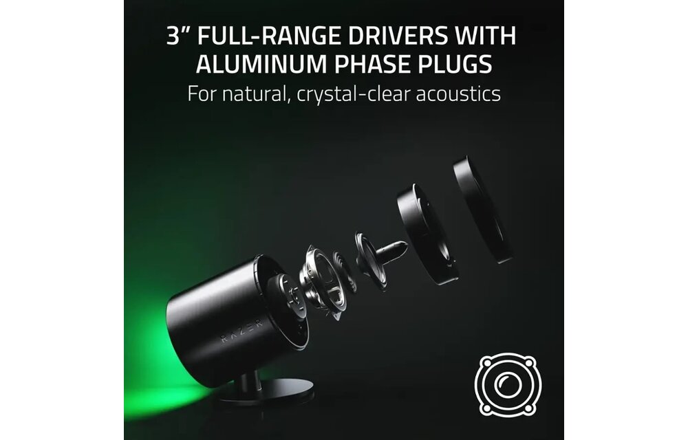 Razer Nommo V2 Pro Full-Range 2.1 PC Gaming Speakers with Wireless Subwoofer (4 Piece) Black