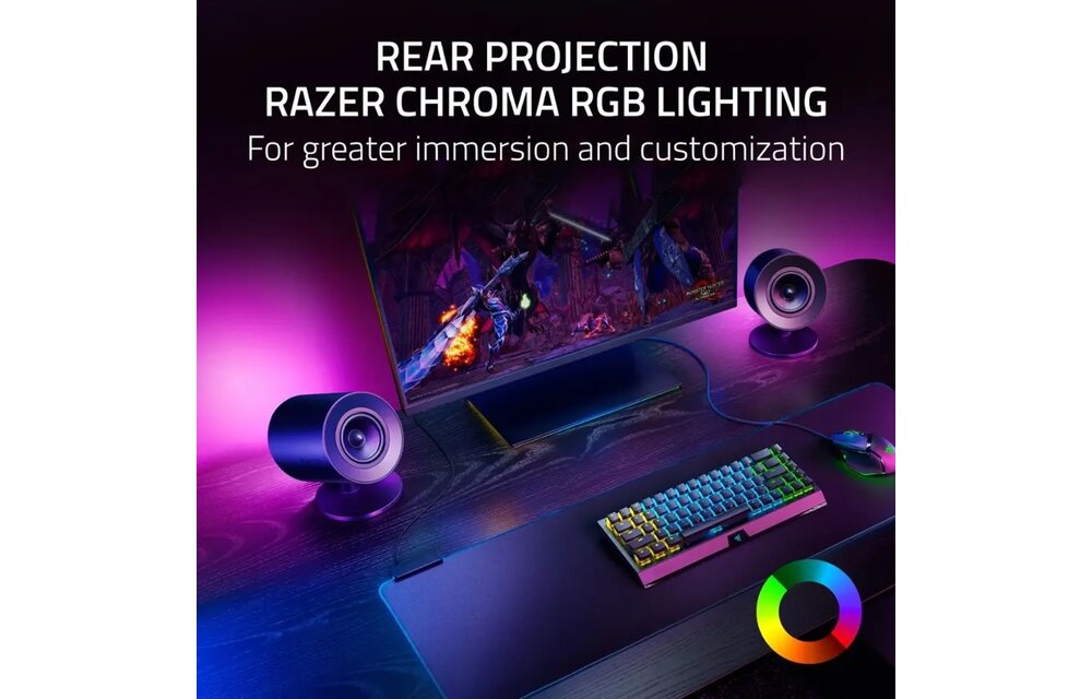 Razer Nommo V2 Pro Full-Range 2.1 PC Gaming Speakers with Wireless Subwoofer (4 Piece) Black