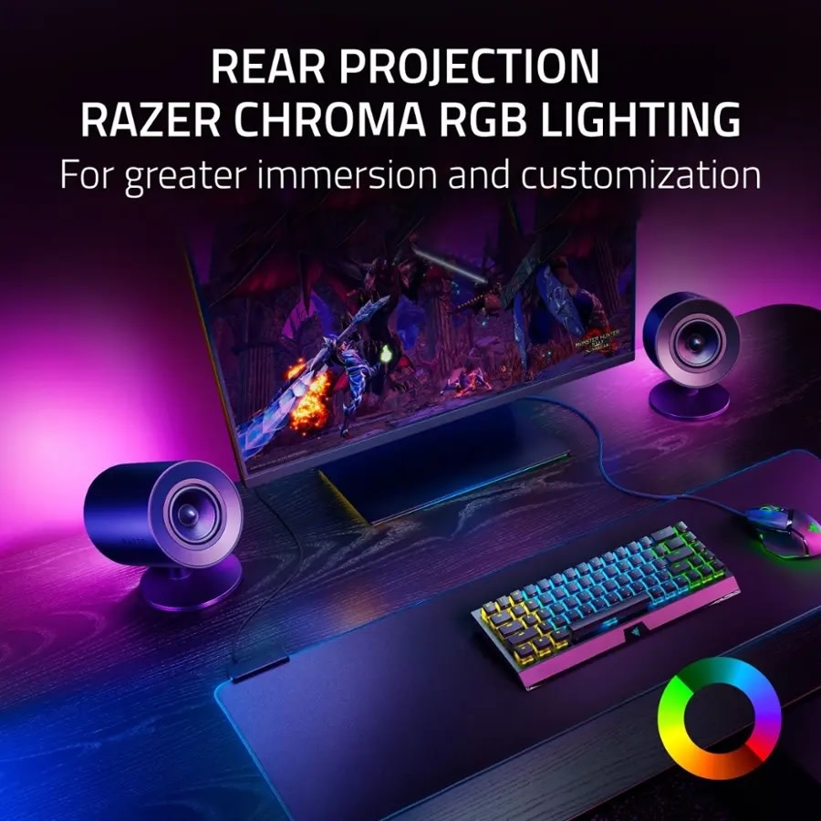 Razer Nommo V2 Pro Full-Range 2.1 PC Gaming Speakers with Wireless Subwoofer (4 Piece) Black