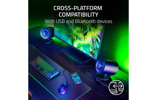 Razer Nommo V2 Pro Full-Range 2.1 PC Gaming Speakers with Wireless Subwoofer (4 Piece) Black