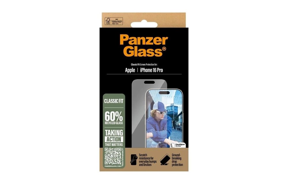 PanzerGlass® Screen Protector for iPhone 16 Pro Classic Fit w. Aligner