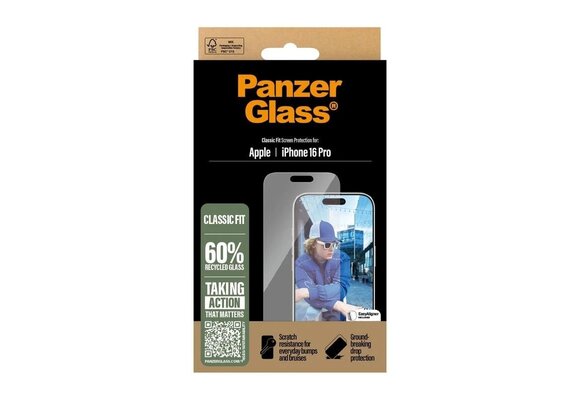 PanzerGlass® Screen Protector for iPhone 16 Pro Classic Fit w. Aligner