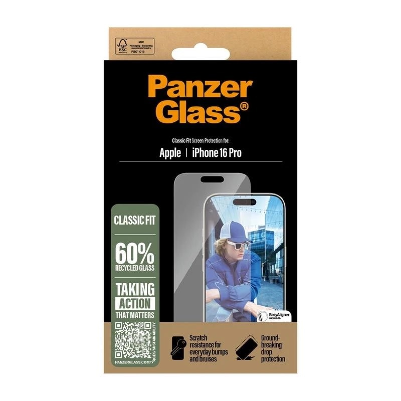 PanzerGlass® Screen Protector for iPhone 16 Pro Classic Fit w. Aligner