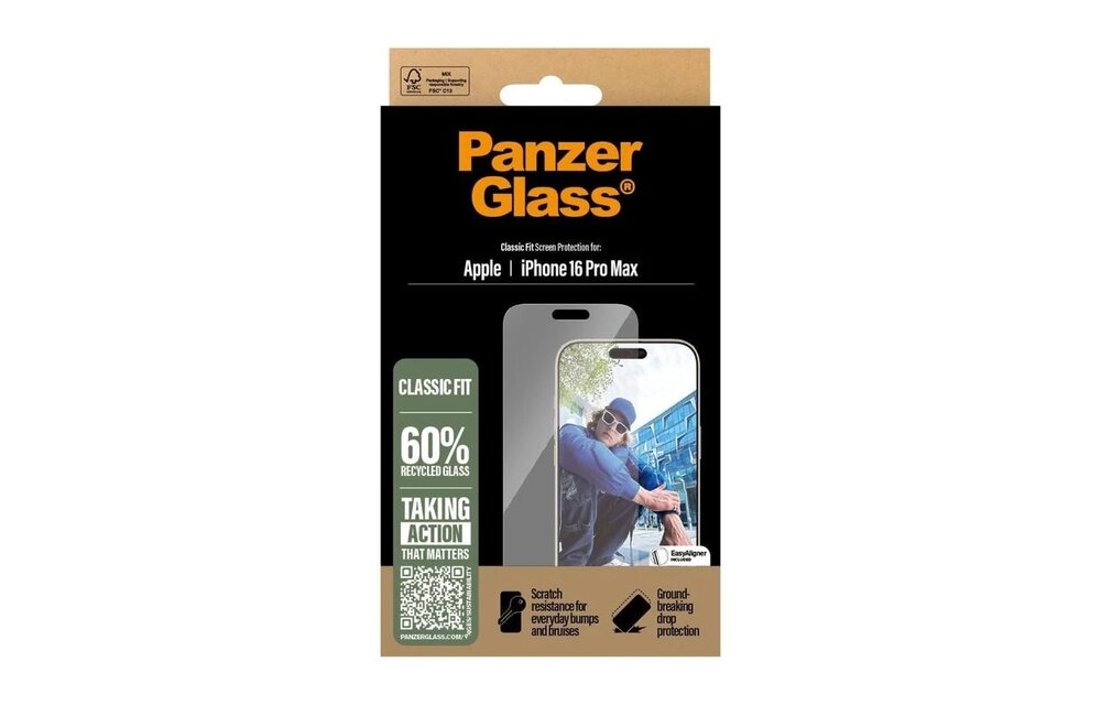 PanzerGlass® Screen Protector for iPhone 16 Pro Max Classic Fit w. Aligner