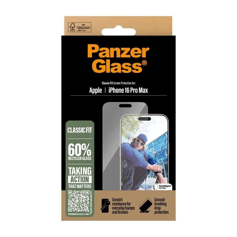PanzerGlass® Screen Protector for iPhone 16 Pro Max Classic Fit w. Aligner