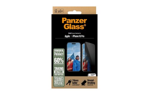 PanzerGlass® Privacy Screen Protector for iPhone 16 Pro Ultra Wide Fit w. Aligner