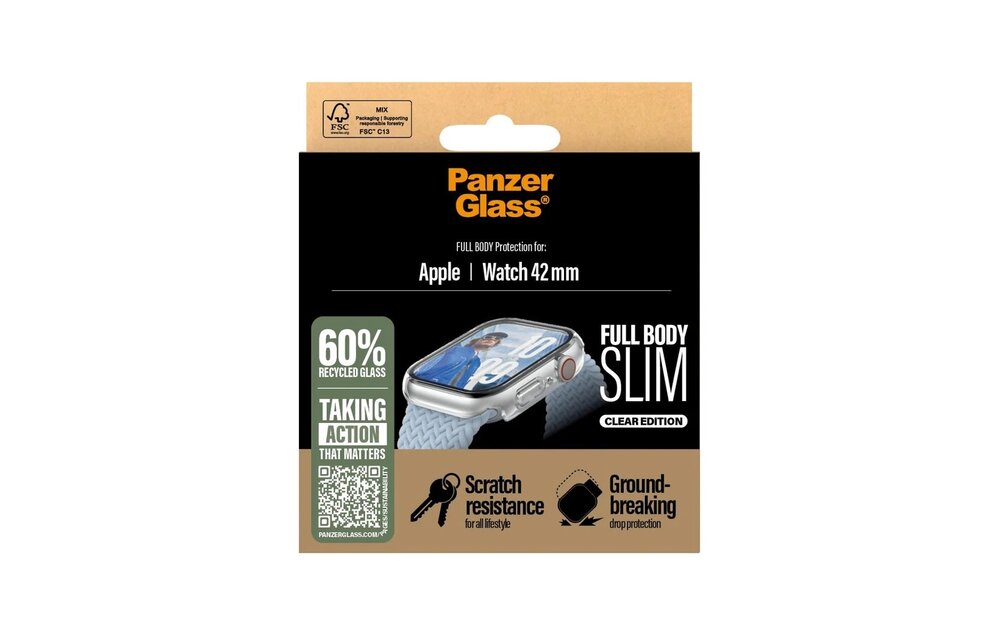 PanzerGlass® Screen Protector Snappie Full Body Slim Transparent Apple Watch 42mm SERIES 10 ONLY