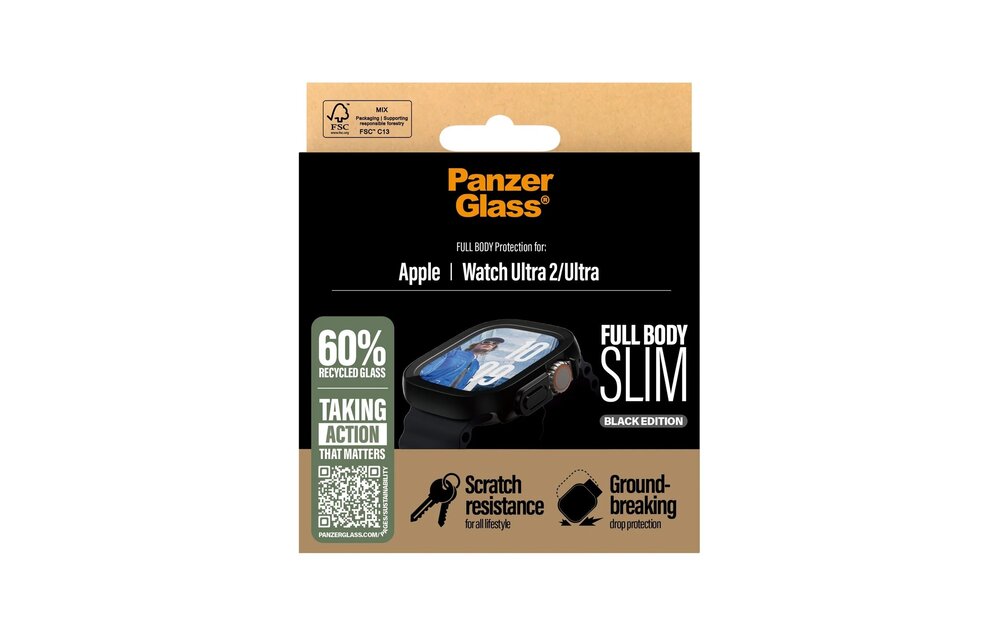 PanzerGlass® Screen Protector Snappie Full Body Slim Black Apple Watch Ultra2/Ultra