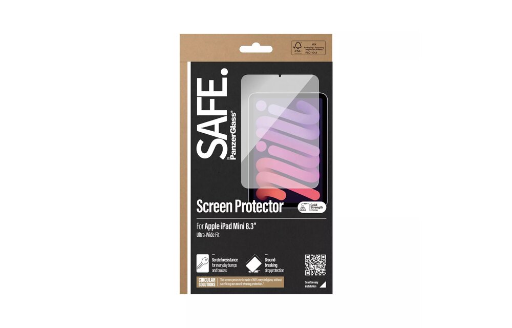 SAFE by PanzerGlass® Screen Protector for iPad Mini 7/6th gen Ultra Wide Fit w. Aligner