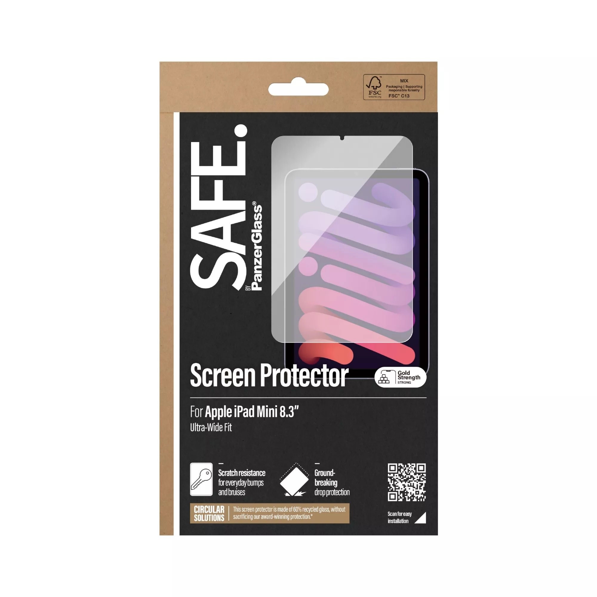 SAFE by PanzerGlass®  Screen Protector for iPad Mini 7/6th gen Ultra Wide Fit w. Aligner