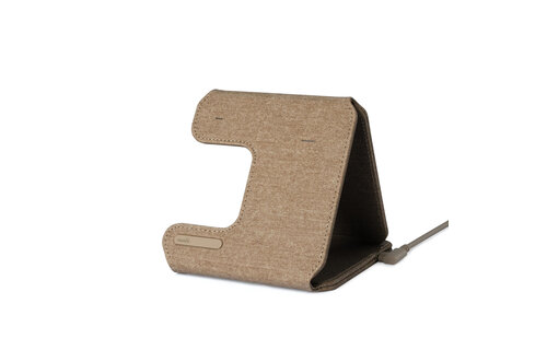 Moshi Taita M 3-in-1 Foldable Wireless Charging Station Sandstone Brown w/ 240w USB-C cable (27w Power Adapter not included)