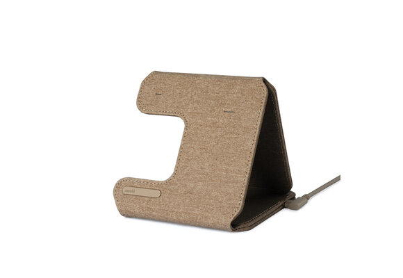 Moshi Taita M 3-in-1 Foldable Wireless Charging Station Sandstone Brown w/ 240w USB-C cable (27w Power Adapter not included)