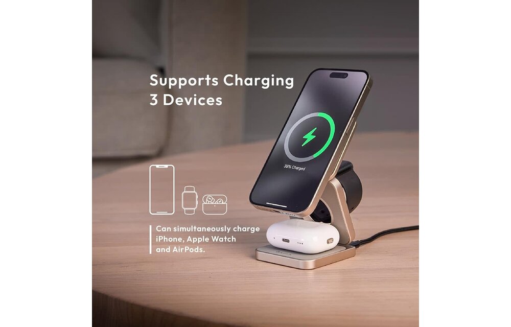 Adam Elements Mag 3 Pro Qi2  Foldable Wireless Charging Station  15W - Gray