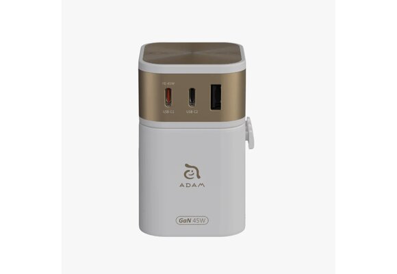 Adam Elements T45 travel adapter with 2 x USB-C + 1 x USB-A White
