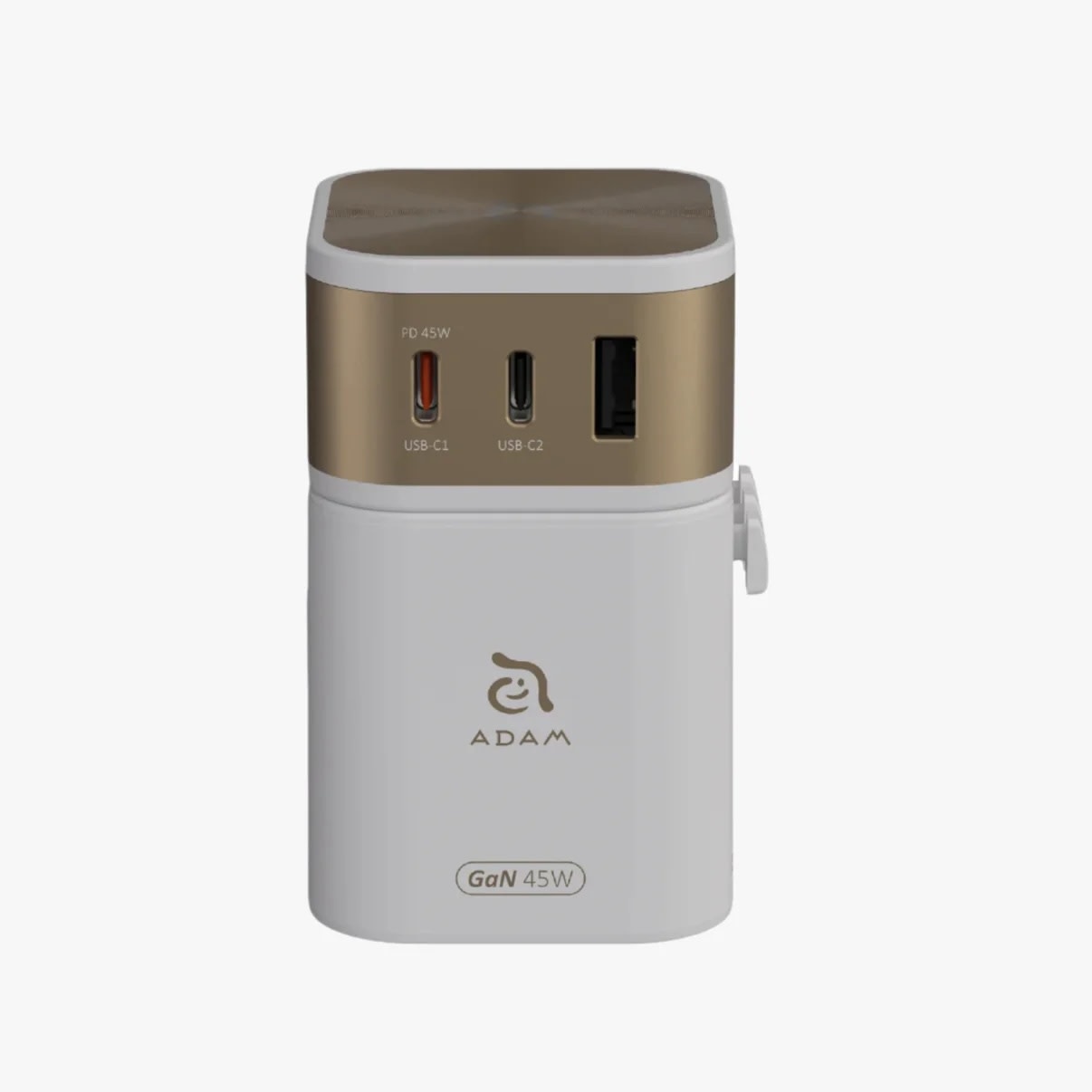 Adam Elements T45 travel adapter with 2 x USB-C + 1 x USB-A White