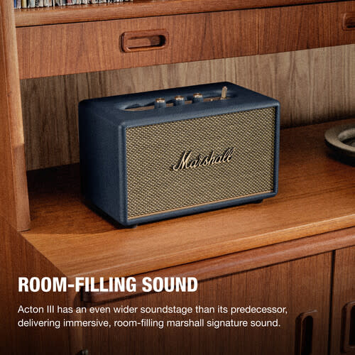 Marshall Acton III Bluetooth Speaker 120/230V US Adapter - Midnight Blue