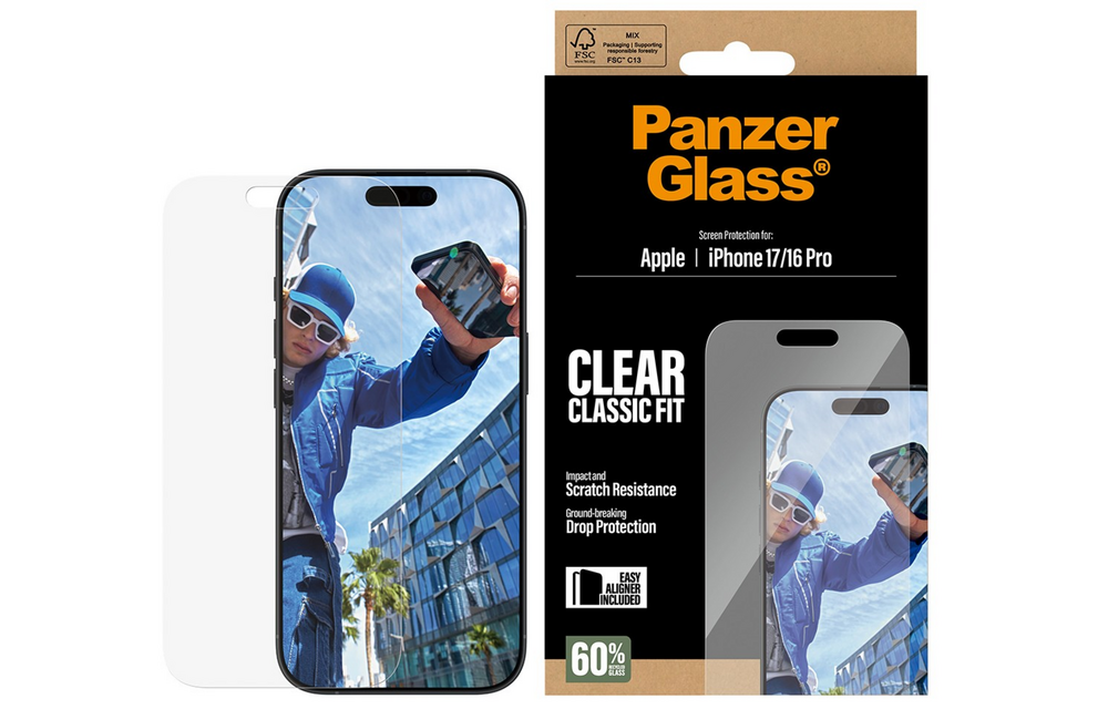 PanzerGlass® Screen Protector for iPhone 17/16 Pro Classic Fit w/Easyaligner