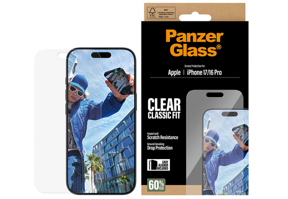 PanzerGlass® Screen Protector for iPhone 17/16 Pro Classic Fit w/Easyaligner