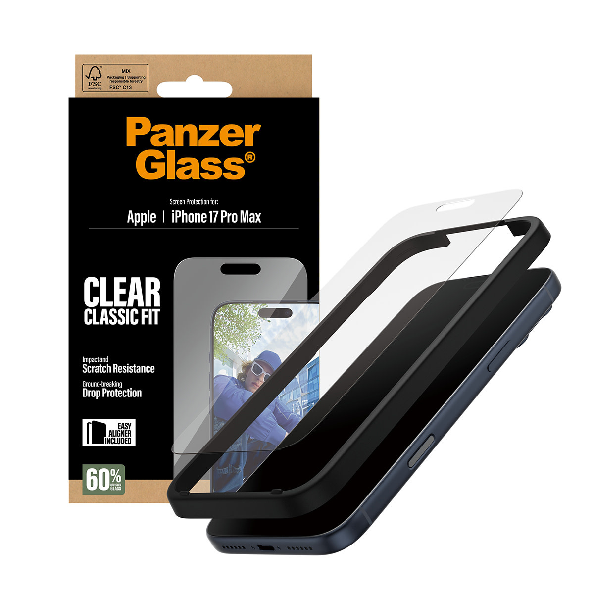 PanzerGlass® Screen Protector for iPhone 17 Pro Max Classic Fit w/Easyaligner