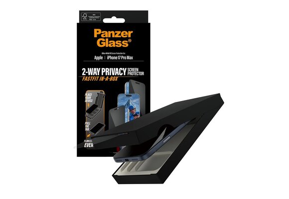 PanzerGlass® Privacy Screen Protector for iPhone 17 Pro Max Ultra Wide Fit w. Fastfit in-a-box