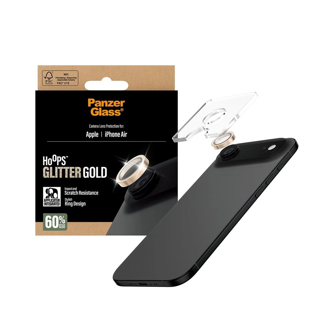 PanzerGlass® Hoops Camera Lens Screen Protector for iPhone Air Glitter Gold