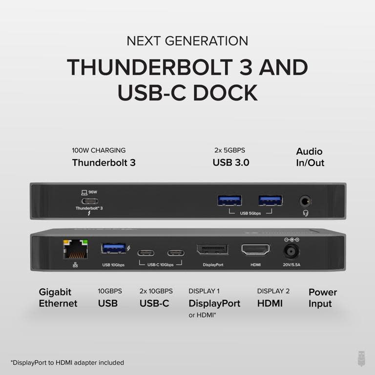 Plugable Thunderbolt™ 3 and USB-C Dual Display Dock with 96W Host Charging (11 ports) WSL