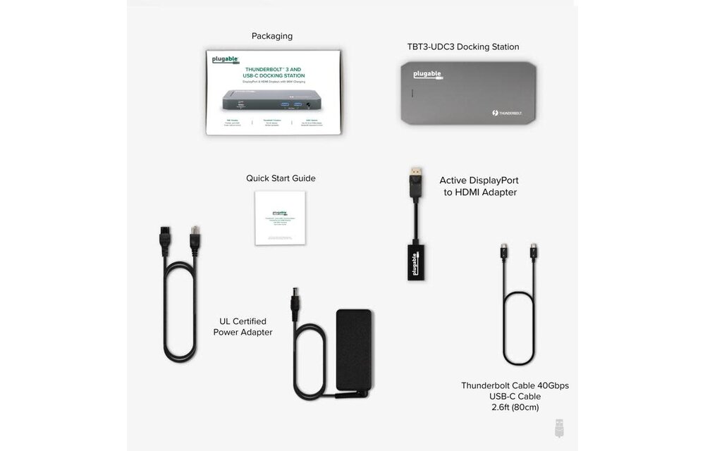 Plugable Thunderbolt™ 3 and USB-C Dual Display Dock with 96W Host Charging (11 ports) WSL