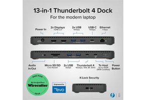 Plugable Thunderbolt™ 4 Dual Display Dock with 100W Host Charging (13 ports)