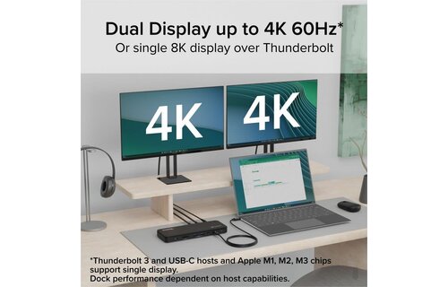 Plugable Thunderbolt™ 4 Dual Display Dock with 100W Host Charging (13 ports)