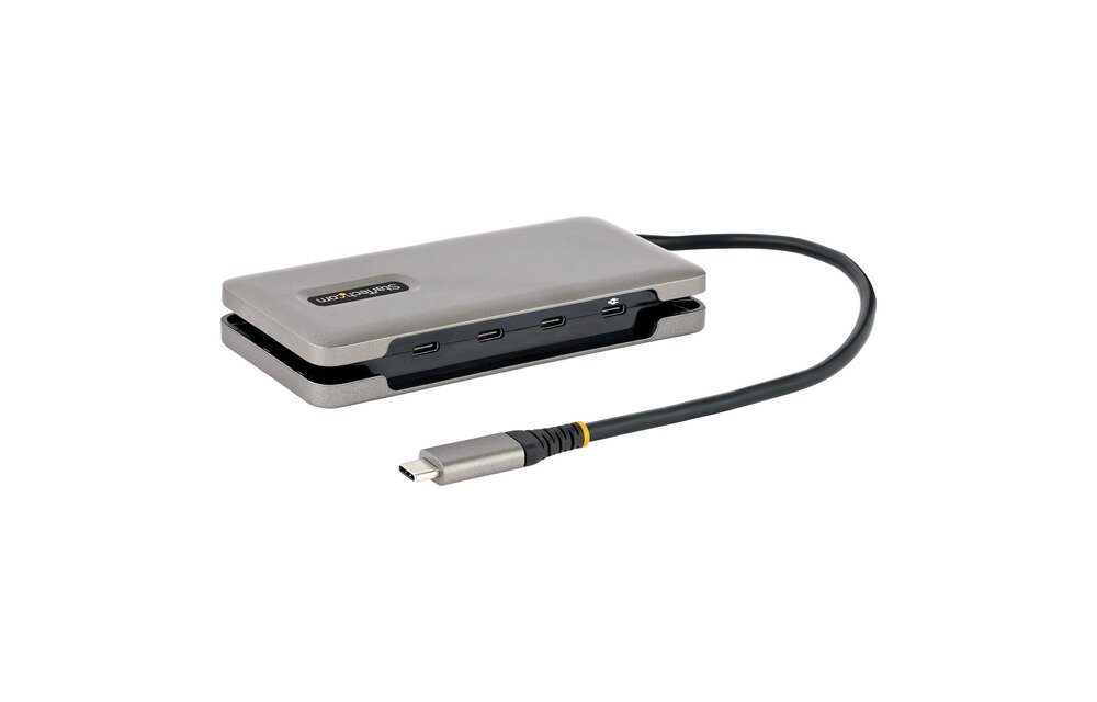 StarTech 4-Port USB-C Hub, 4x USB-C Ports, USB 3.2 Gen 2 (10Gbps) - Portable USB C Hub with 100W Power Delivery Pass-Through - USB Type C Hub w/ 12.6in/32cm Wrap-Around Cable
