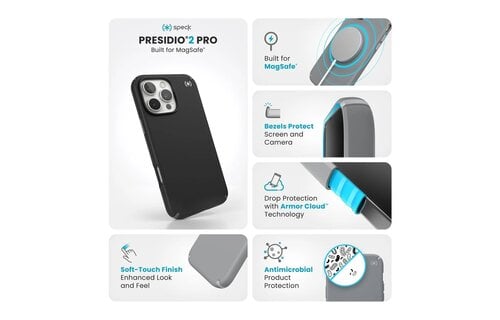 Speck Presidio2 Pro Case with Magsafe for iPhone 16  Pro Max - Black/Slate Gray