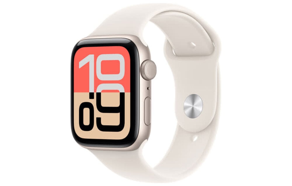 Apple Watch SE 3rd gen (GPS, 44mm, Starlight Aluminum Case, Starlight Sport Band - M/L - Fits 150-200mm wrists )