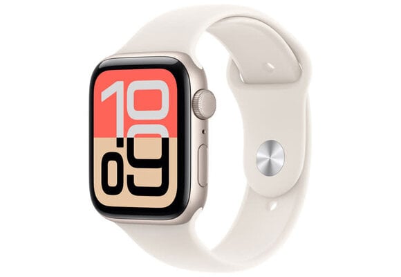 Apple Watch SE 3 | GPS | 44mm | Starlight Aluminum Case | Sand Sport Band M/L | Fits 150-200mm wrists