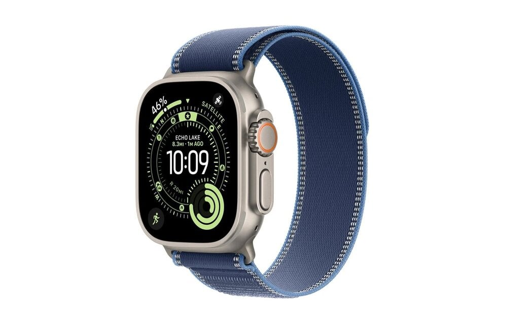 Apple FTZ Watch Ultra 3 (GPS + Cellular, 49mm Natural Titanium Case with M/L Bright Blue Trail Loop) (Band fits 145-220mm wrists)