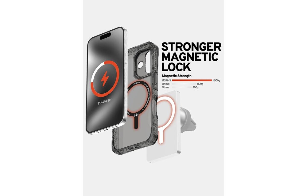 ItSkins Supreme R Clear Case with MagSafe for iPhone 17 - Graphite and Graphite Print