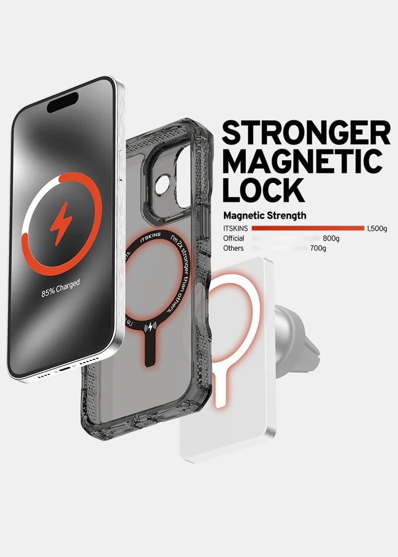 ItSkins Supreme R Clear Case with MagSafe for iPhone 17 - Graphite and Graphite Print