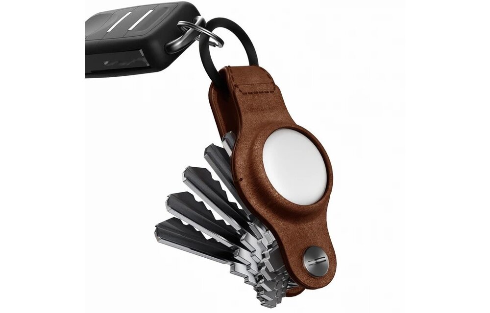 KeySmart Air Leather Smart Key Organizer w? Apple Find My Rustic Brown