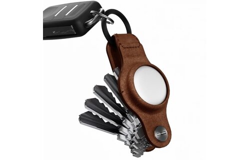 KeySmart Air Leather Smart Key Organizer w? Apple Find My Rustic Brown