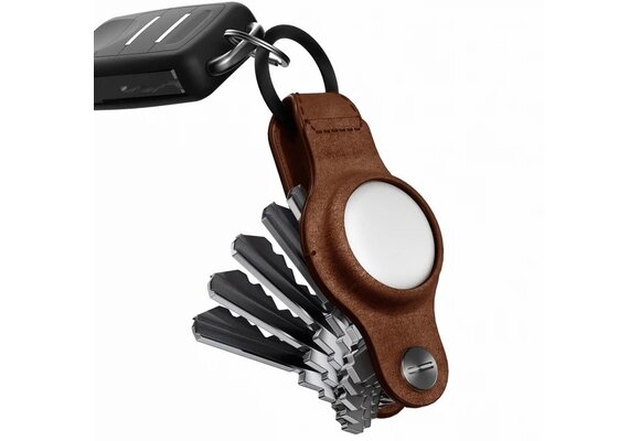 KeySmart Air Leather Smart Key Organizer w? Apple Find My Rustic Brown