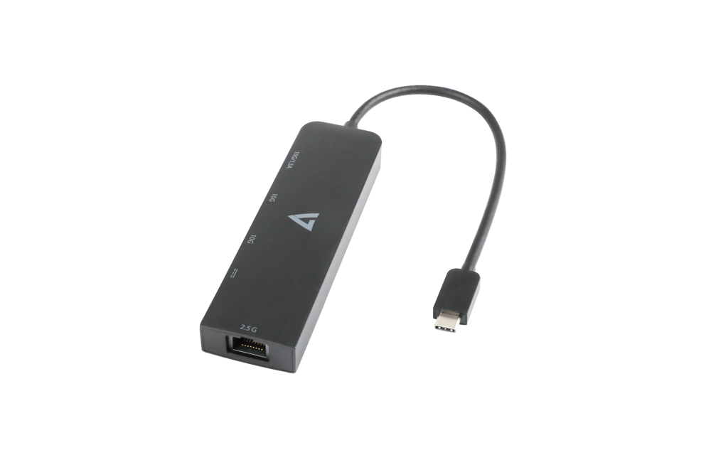 V7 USB-C to Ethernet (RJ-45) Adapter Hub (2 x USB-C, 2 x USB-A)