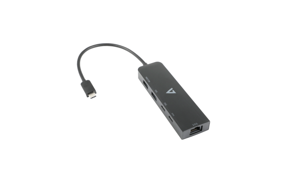 V7 USB-C to Ethernet (RJ-45) Adapter Hub (2 x USB-C, 2 x USB-A)
