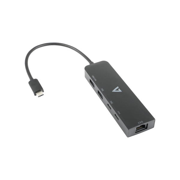 V7 USB-C to Ethernet (RJ-45) Adapter Hub (2 x USB-C, 2 x USB-A)