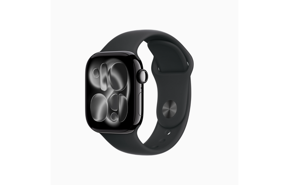 Apple Watch Series 11 (GPS, 42mm, Jet Black Aluminum Case, Black Sport Band - S/M) (Band fits 130 - 180mm wrists)