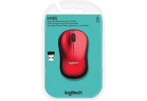 Logitech M185 Wireless Mouse - Red